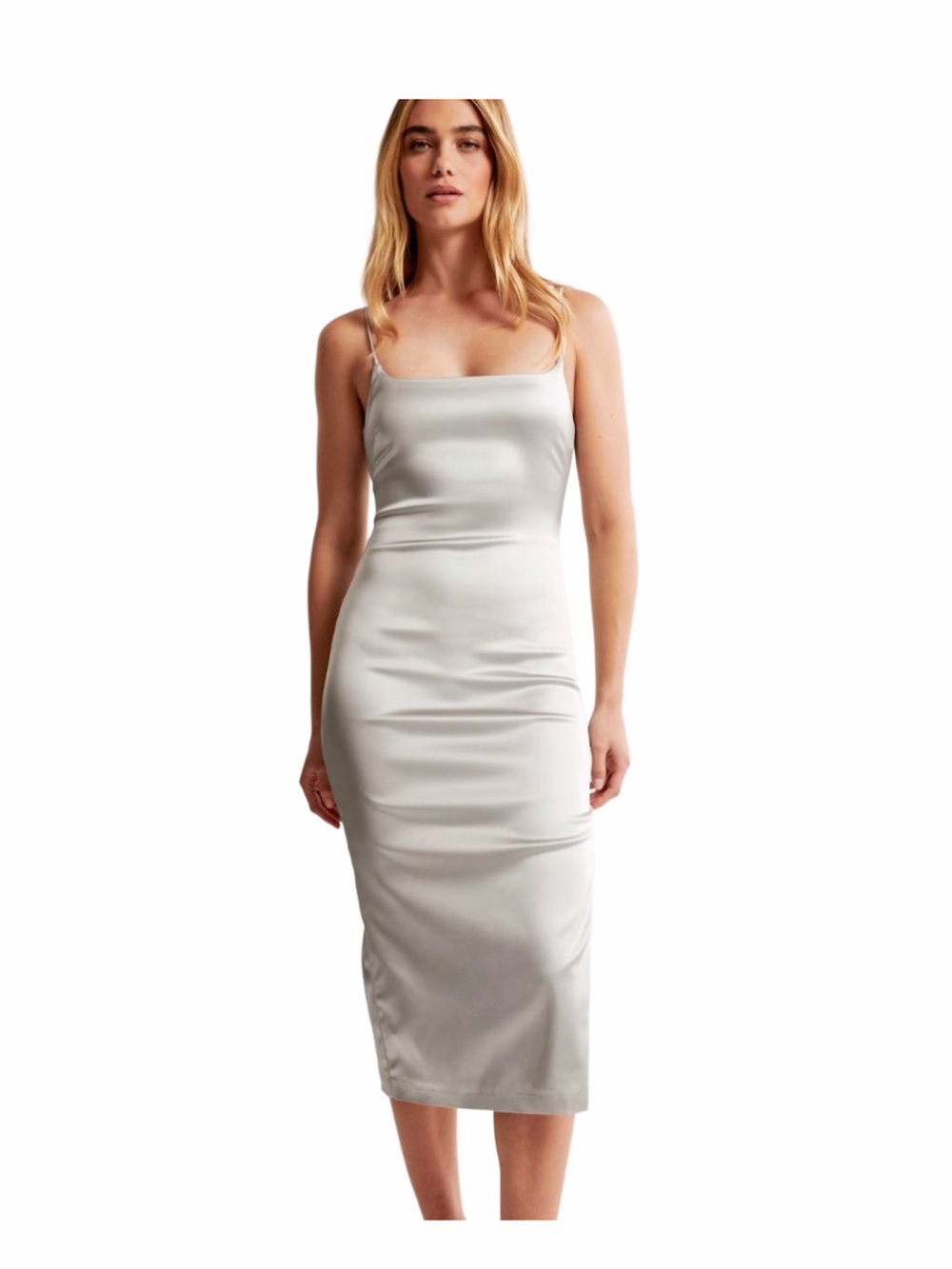 Abercrombie & Fitch Silver Satin Slip Midi Dress